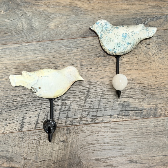 Glass bird decorative wall coat hooks cottagecore english countryside decor - Picture 3 of 8